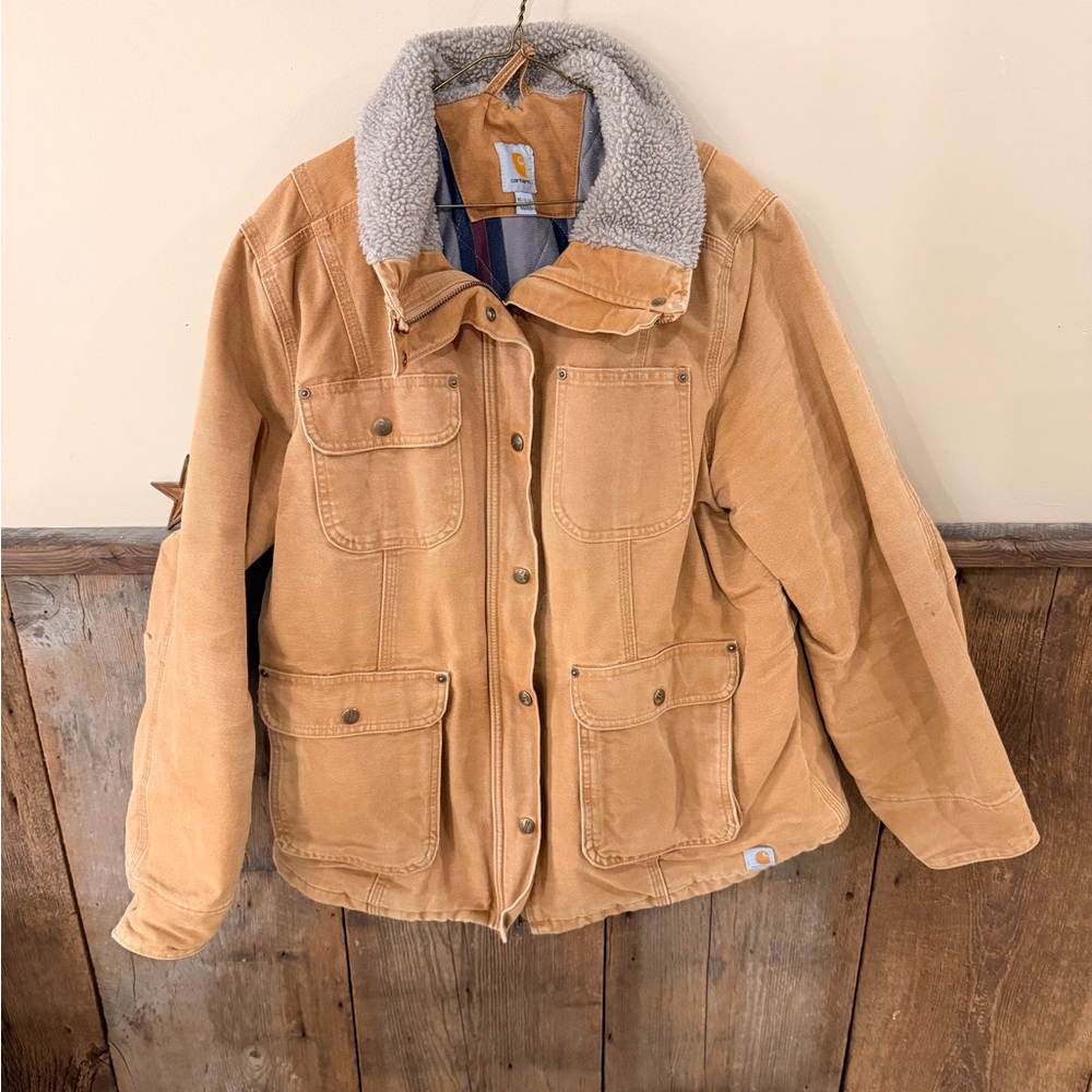 Carhartt women’s XL Sandstone Sherpa collar Work Jacket